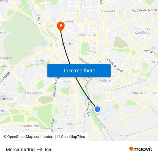 Mercamadrid to Icai map