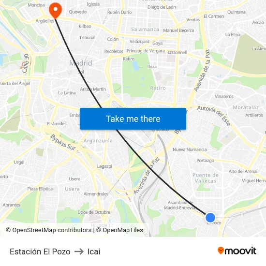 Estación El Pozo to Icai map
