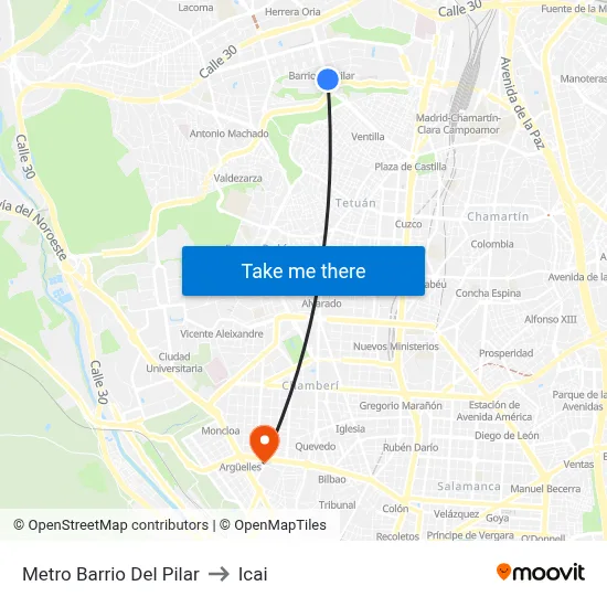 Metro Barrio Del Pilar to Icai map