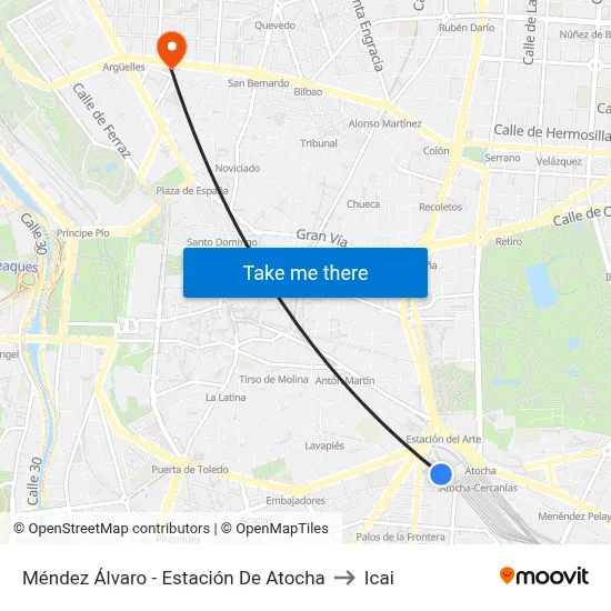 Méndez Álvaro - Estación De Atocha to Icai map