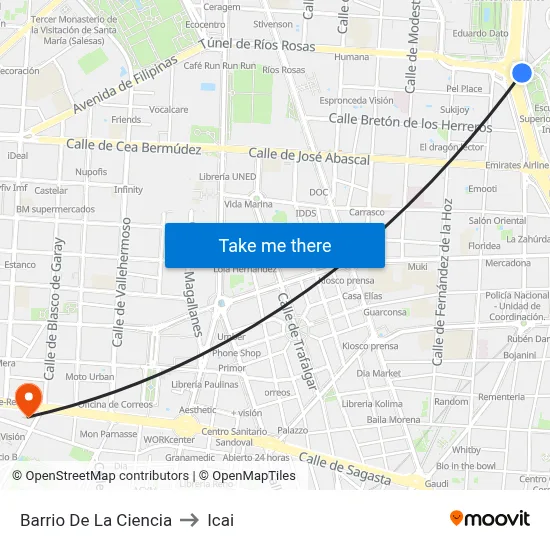 Barrio De La Ciencia to Icai map