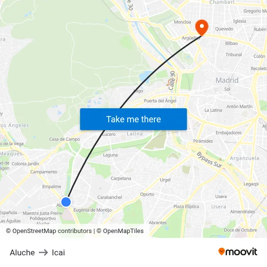 Aluche to Icai map