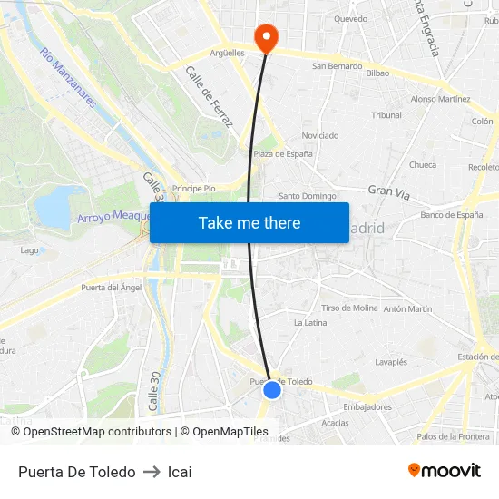 Puerta De Toledo to Icai map