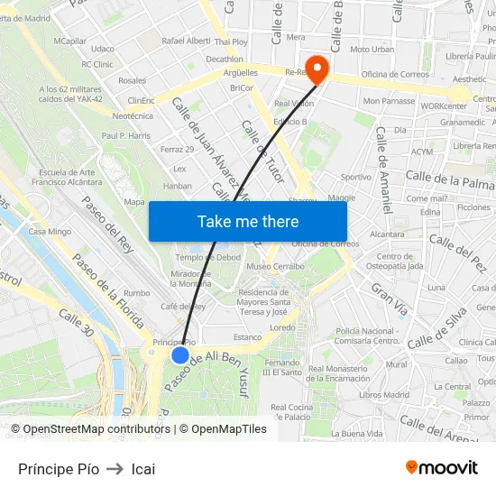 Príncipe Pío to Icai map
