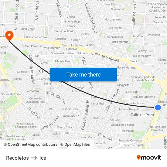 Recoletos to Icai map