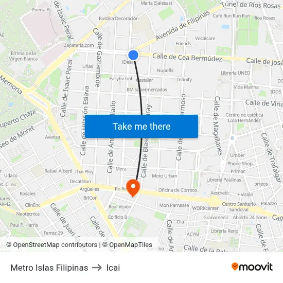 Metro Islas Filipinas to Icai map