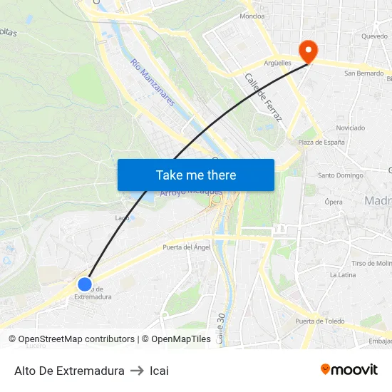 Alto De Extremadura to Icai map