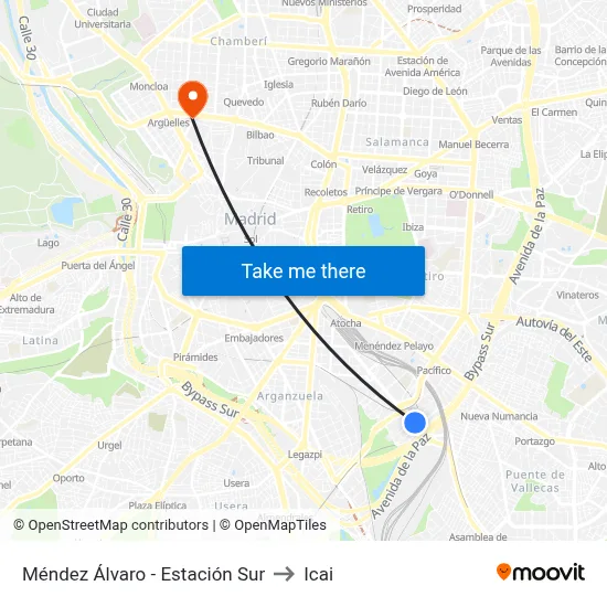 Méndez Álvaro - Estación Sur to Icai map