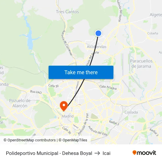 Polideportivo Municipal - Dehesa Boyal to Icai map