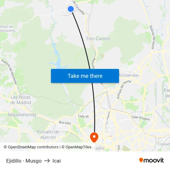 Ejidillo - Musgo to Icai map