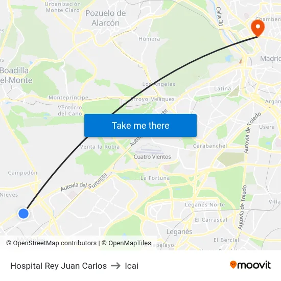 Hospital Rey Juan Carlos to Icai map