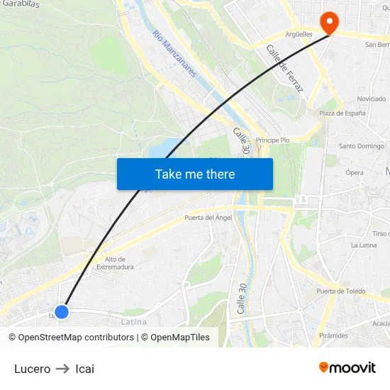 Lucero to Icai map