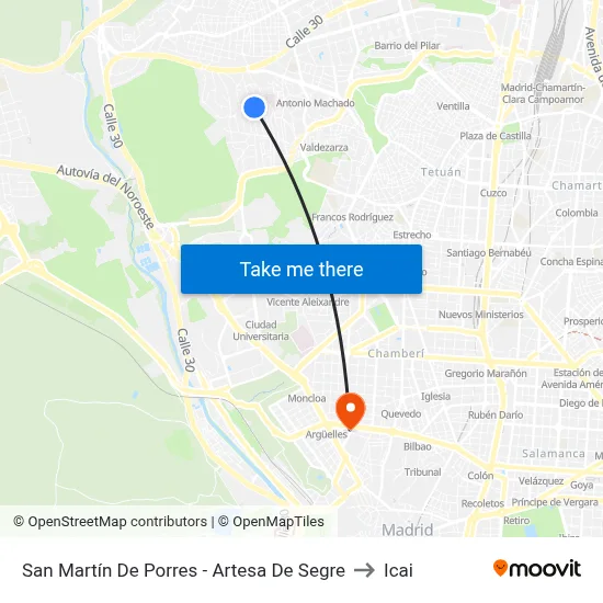 San Martín De Porres - Artesa De Segre to Icai map