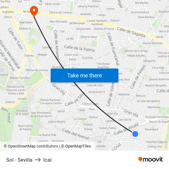 Sol - Sevilla to Icai map