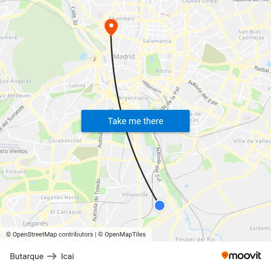 Butarque to Icai map