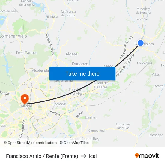 Francisco Aritio / Renfe (Frente) to Icai map