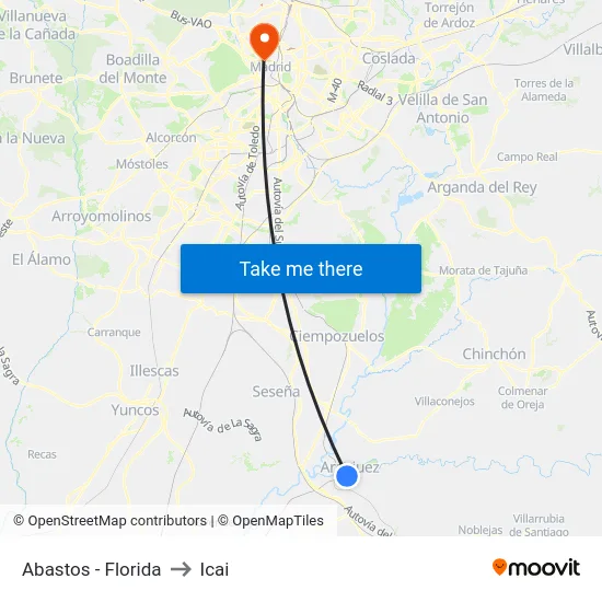 Abastos - Florida to Icai map