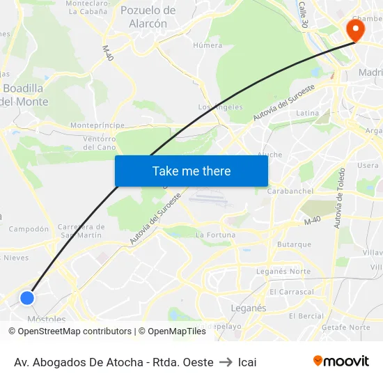 Av. Abogados De Atocha - Rtda. Oeste to Icai map