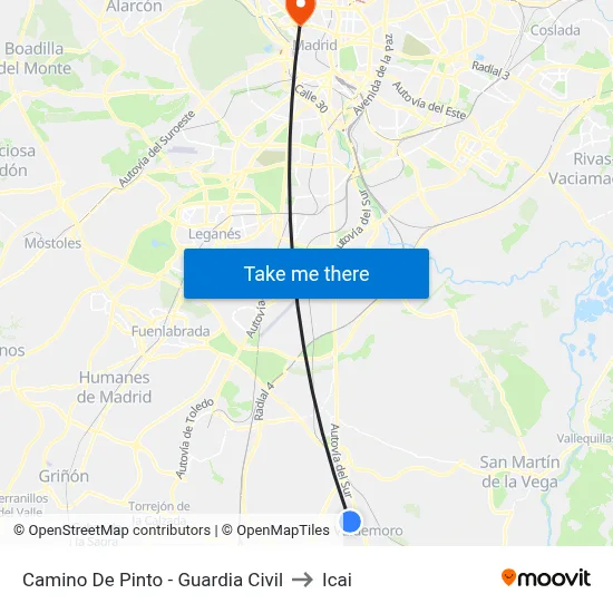 Camino De Pinto - Guardia Civil to Icai map