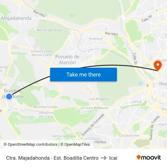 Ctra. Majadahonda - Est. Boadilla Centro to Icai map