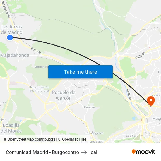 Comunidad Madrid - Burgocentro to Icai map