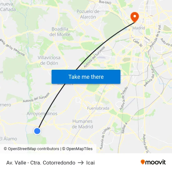 Av. Valle - Ctra. Cotorredondo to Icai map