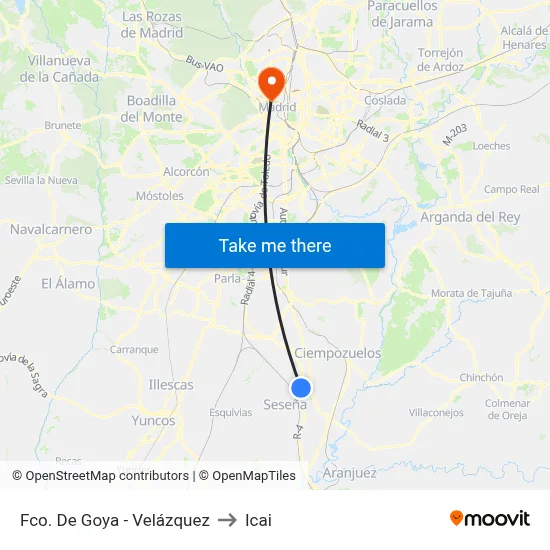 Fco. De Goya - Velázquez to Icai map