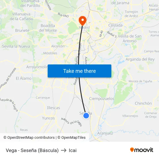 Vega - Seseña (Báscula) to Icai map