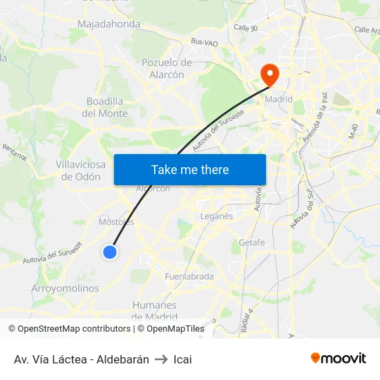 Av. Vía Láctea - Aldebarán to Icai map