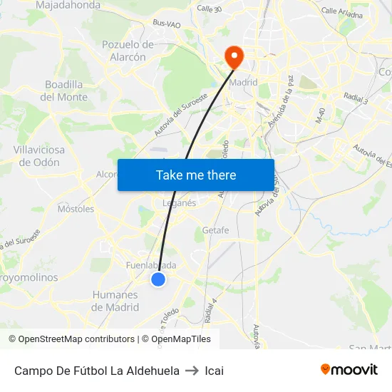 Campo De Fútbol La Aldehuela to Icai map