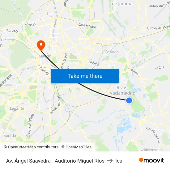 Av. Ángel Saavedra - Auditorio Miguel Ríos to Icai map