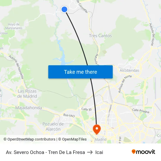 Av. Severo Ochoa - Tren De La Fresa to Icai map