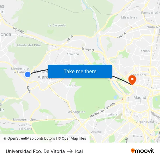 Universidad Fco. De Vitoria to Icai map