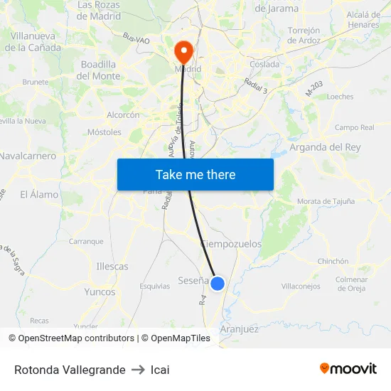 Rotonda Vallegrande to Icai map