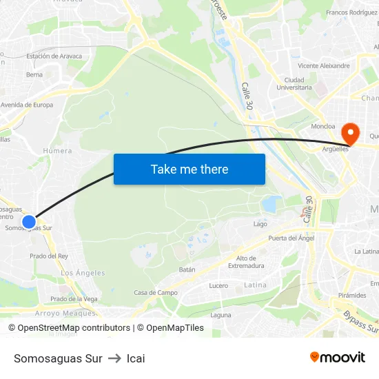 Somosaguas Sur to Icai map