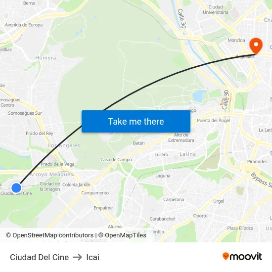 Ciudad Del Cine to Icai map
