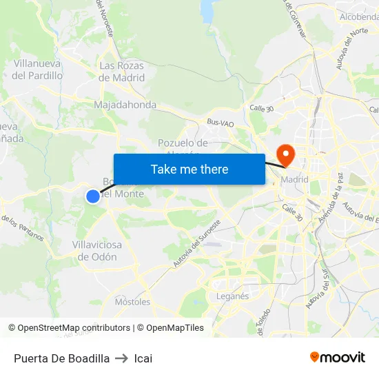 Puerta De Boadilla to Icai map