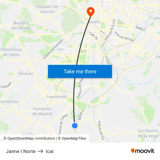 Jaime I Norte to Icai map