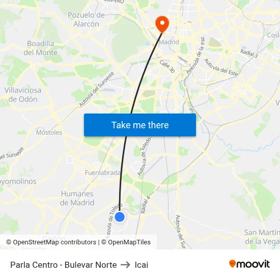 Parla Centro - Bulevar Norte to Icai map