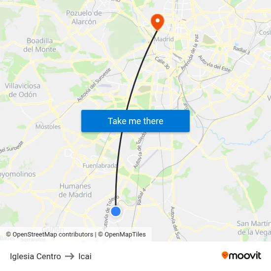 Iglesia Centro to Icai map
