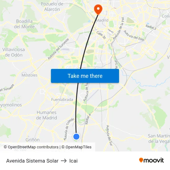 Avenida Sistema Solar to Icai map