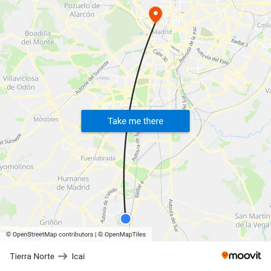 Tierra Norte to Icai map