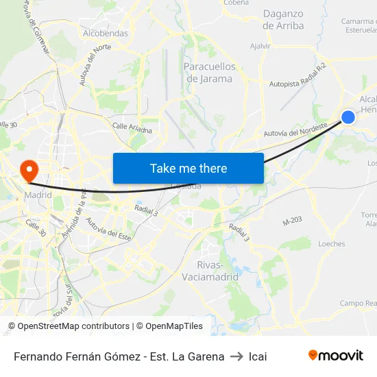 Fernando Fernán Gómez - Est. La Garena to Icai map