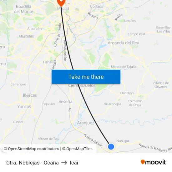 Ctra. Noblejas - Ocaña to Icai map