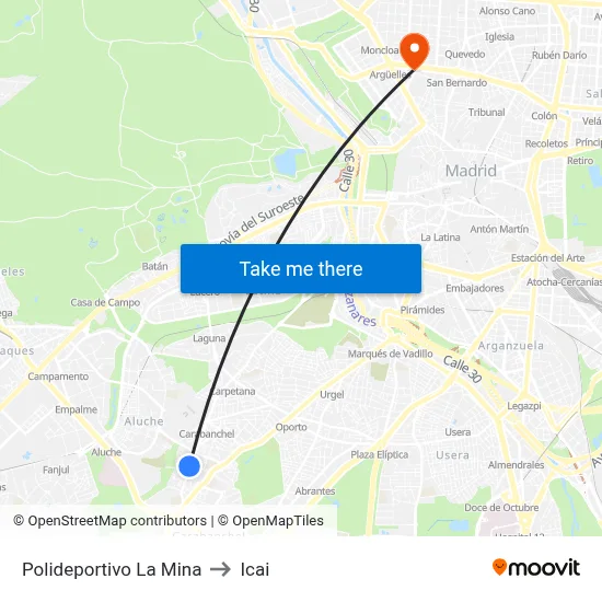 Polideportivo La Mina to Icai map