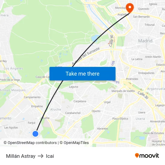 Millán Astray to Icai map