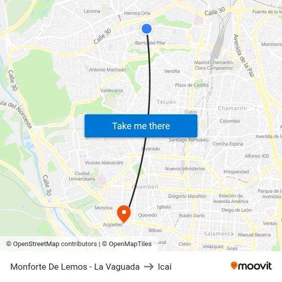 Monforte De Lemos - La Vaguada to Icai map