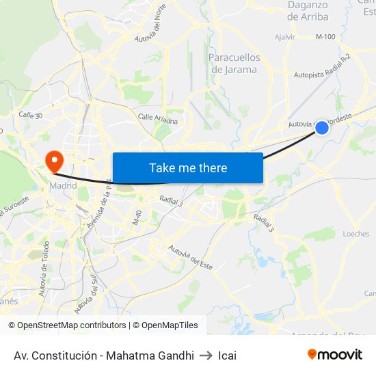 Av. Constitución - Mahatma Gandhi to Icai map