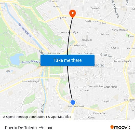 Puerta De Toledo to Icai map