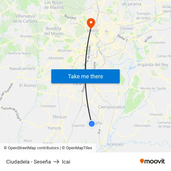 Ciudadela - Seseña to Icai map